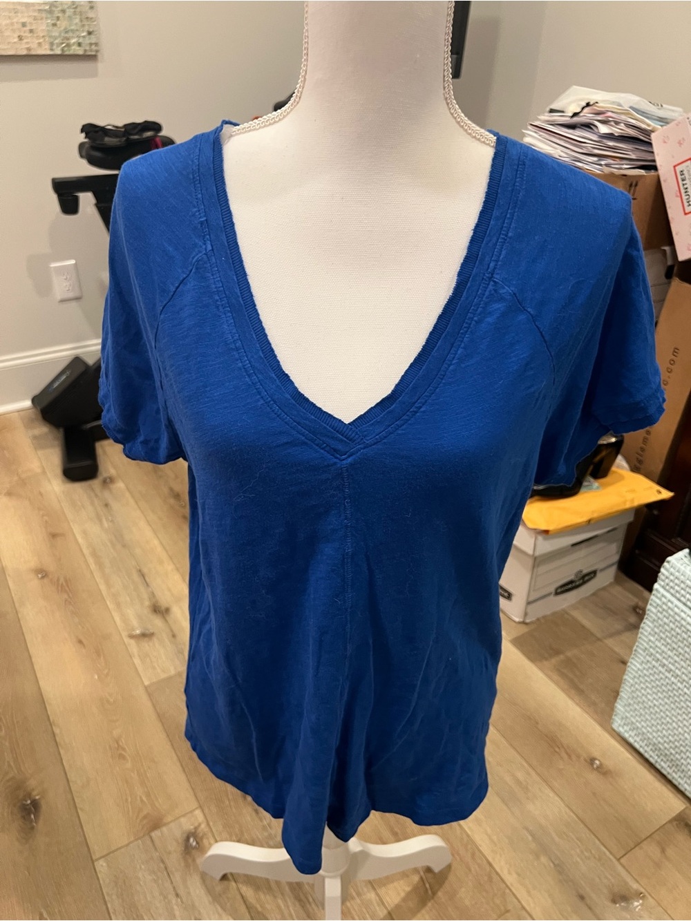 bobi Royal Blue V-Neck Short Sleeve Tee